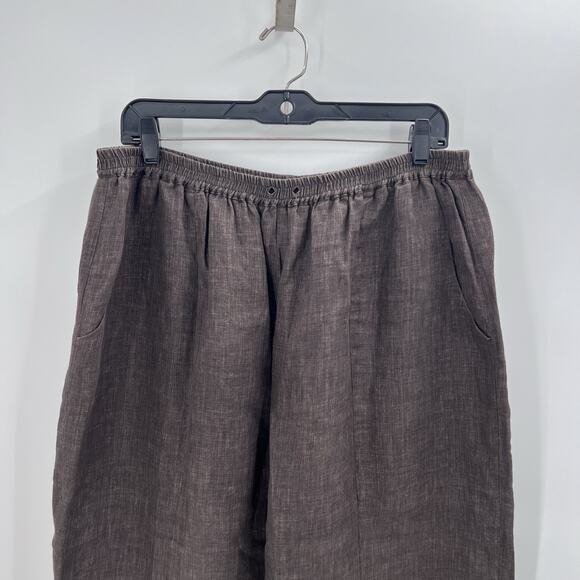 Eskandar Brown 100% Linen Lagenlook Pull On Wide Leg Trouser Pants Size 3 - Picture 2 of 7